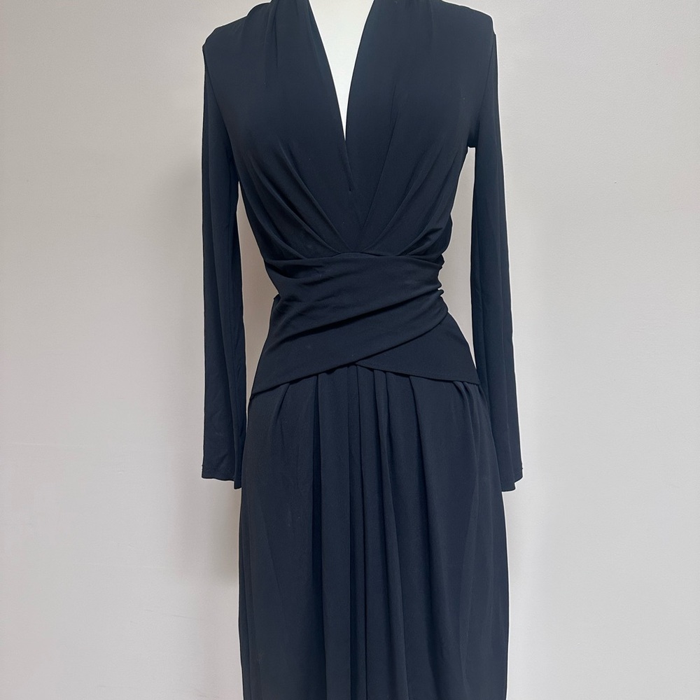 Michael Kors Black Long Sleeve Wrap-Style Dress